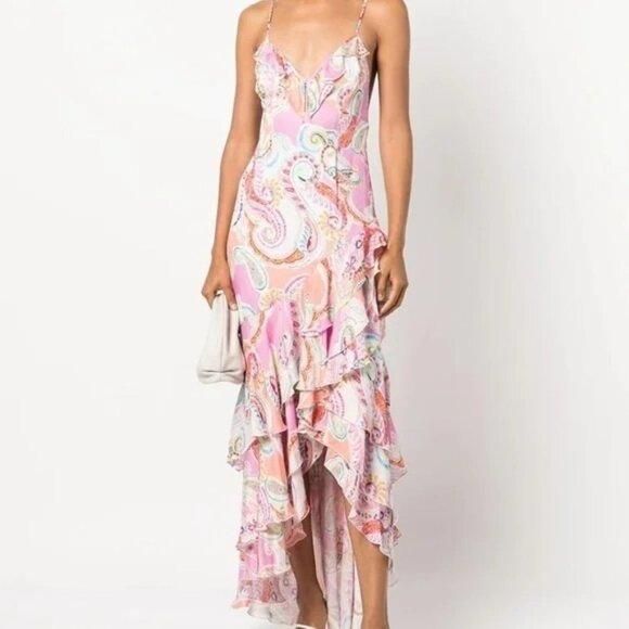 NWT Milly Women's Pink Edra Summer Ruffled Paisley-Print Dress in Pink Size 2 - Picture 13 of 13